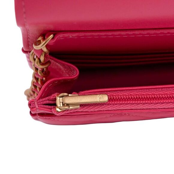 Pre Loved chanel Quilted Wallet on Chain Women Pink Crossbody Bags - Picture 7 of 8